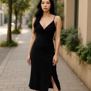 Black w/ Sparkly Striped Design VTG CLUB NEO USA Dress Size Sm Bodycon Y2K